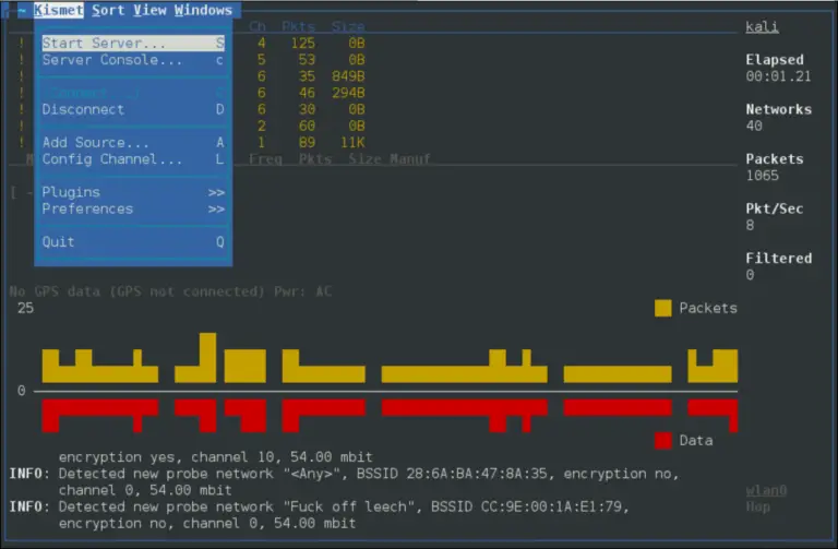 Kismet kali linux как пользоваться